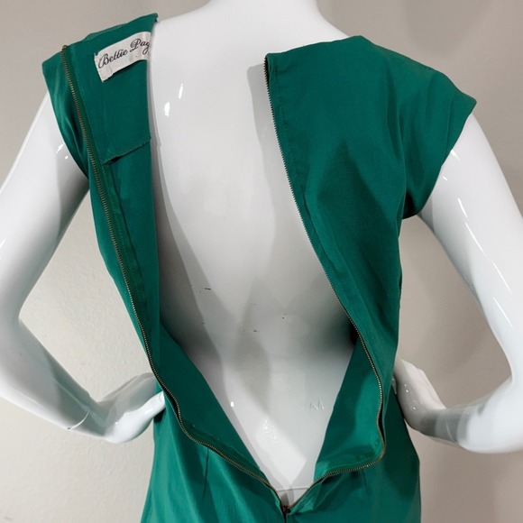 Bettie Page Las Vegas Green Wiggle Dress XL Retro Pinup Square Neck - Picture 7 of 10